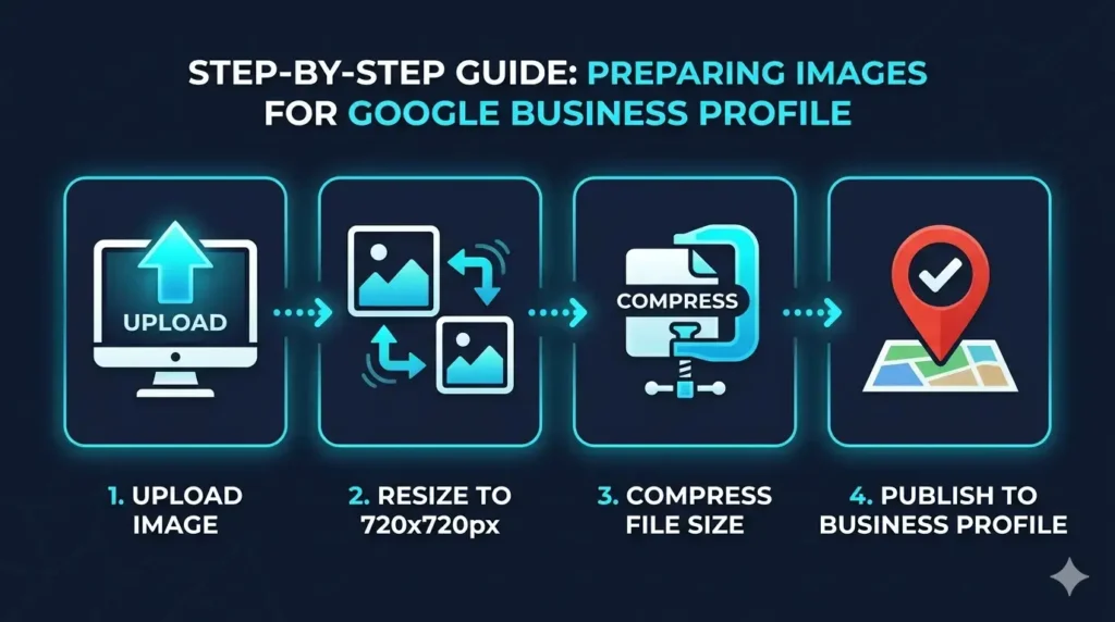 Step by step guide to resize and optimize GMB images using QuickImage free browser tool